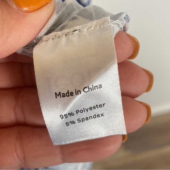 Leota Cindy Faux Wrap Soft Knit Midi Dress Size M Blue White Chain Print V-Neck - Picture 13 of 13